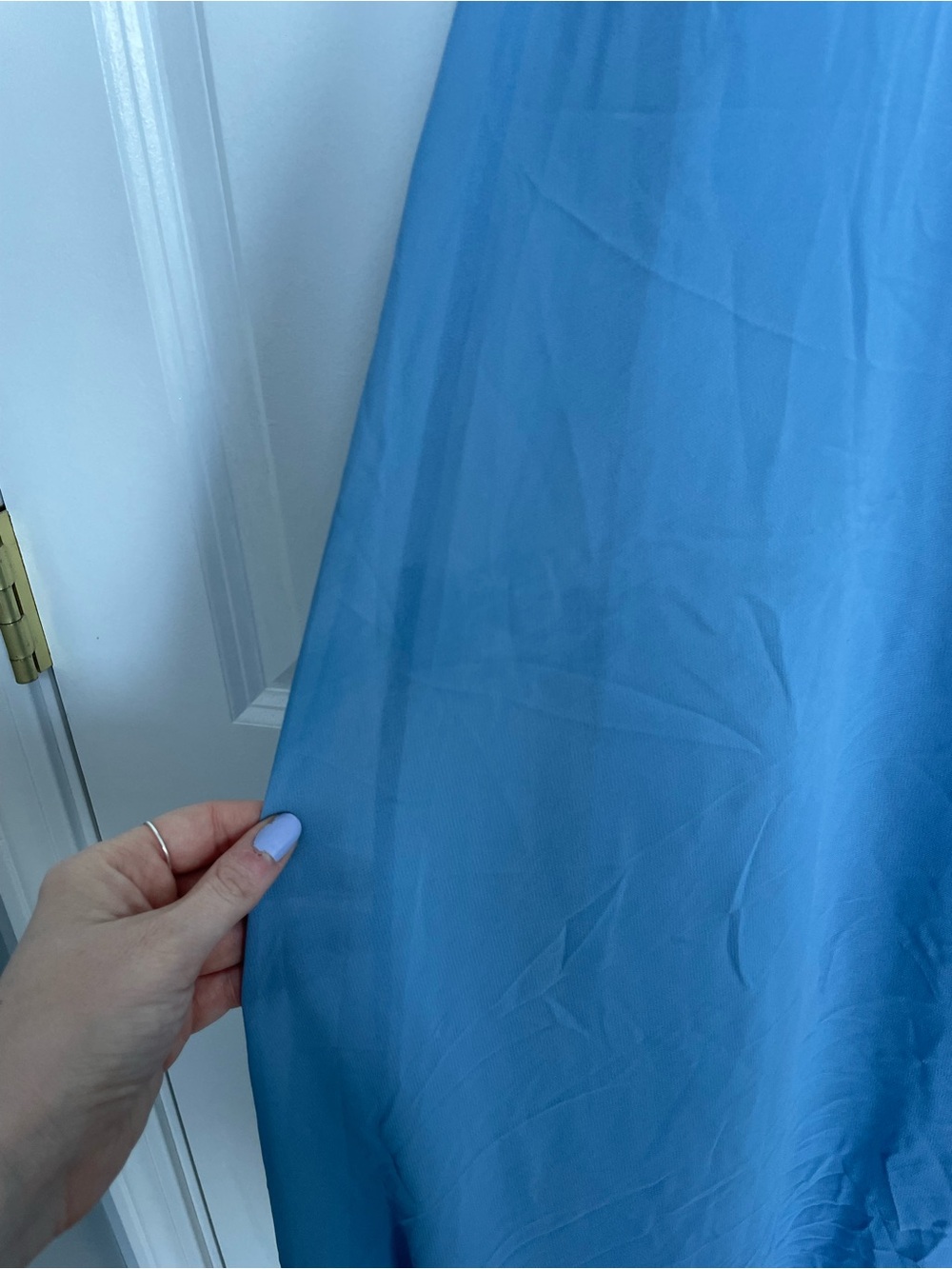 Azazie Steel Blue Cowl Neck Spaghetti-Strap Maxi Dress - Picture 3 of 8